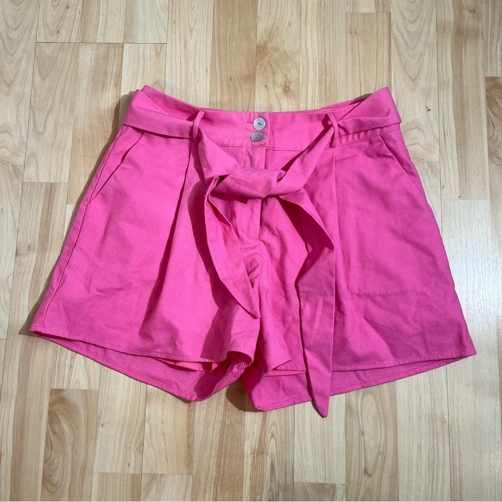 Vici Womens hot pink paperbag-waist shorts Size Medium linen‎ blend